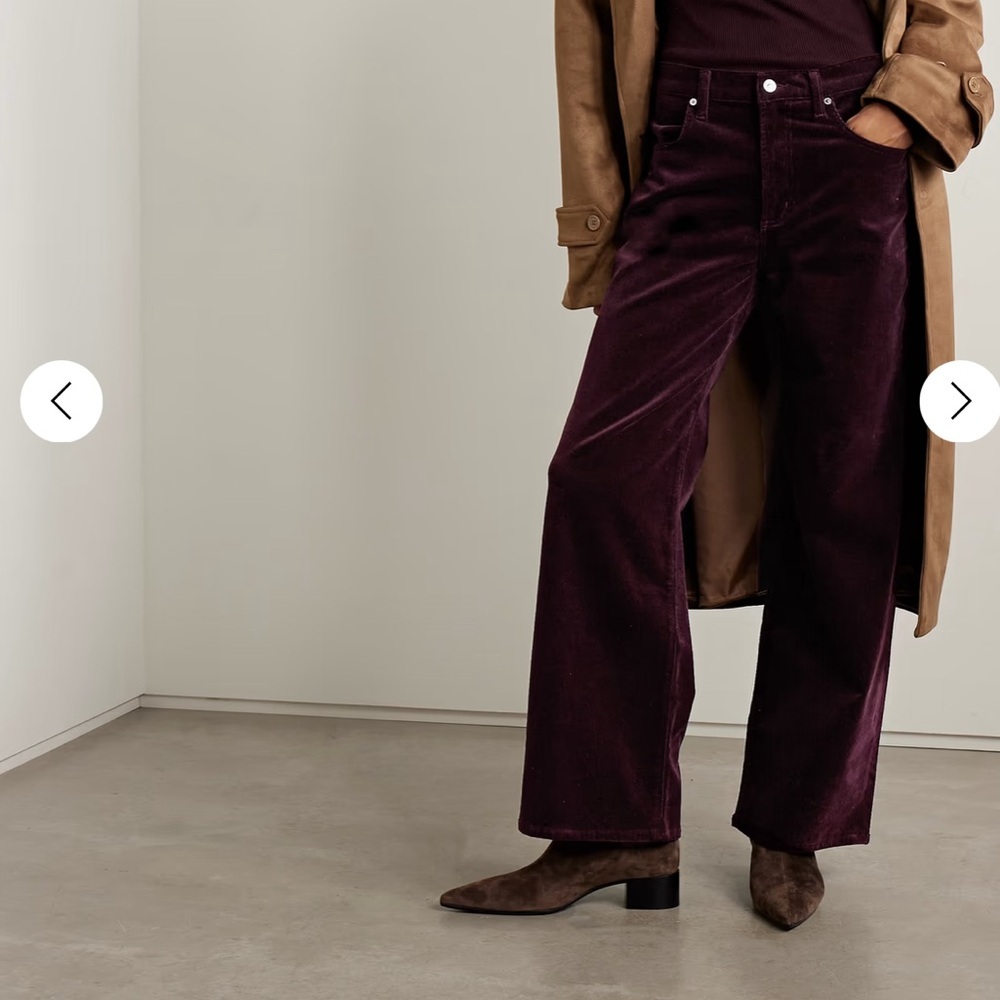 Citizens of Hummanity Burgundy Annina cotton-blend corduroy wide-leg pants